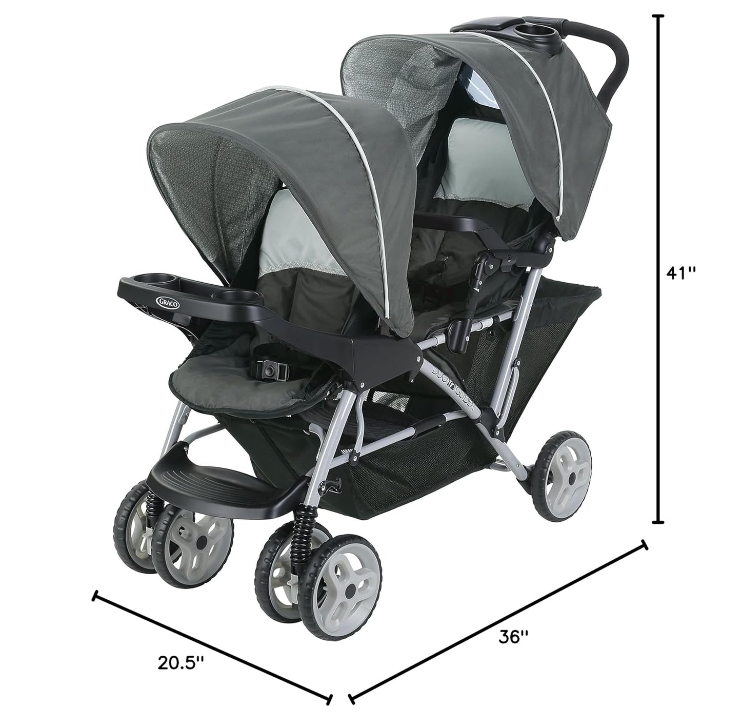 Graco DuoGlider Double Stroller | Lightweight Double Stroller with Tandem Seating, Glacier