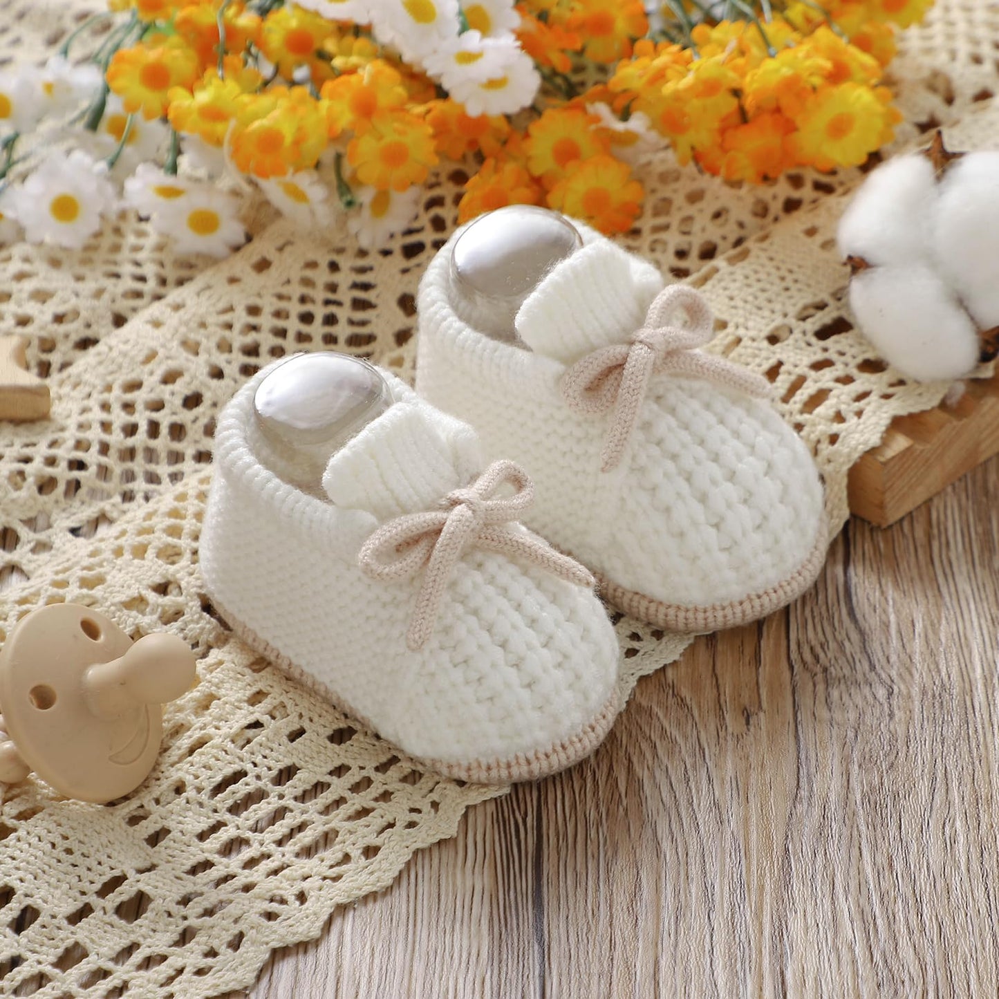 LAWKUL Baby Booties Knit Newborn Shoes Cozy First Walkers Infant Toddler Boots for Boy Girls 0-3 Months