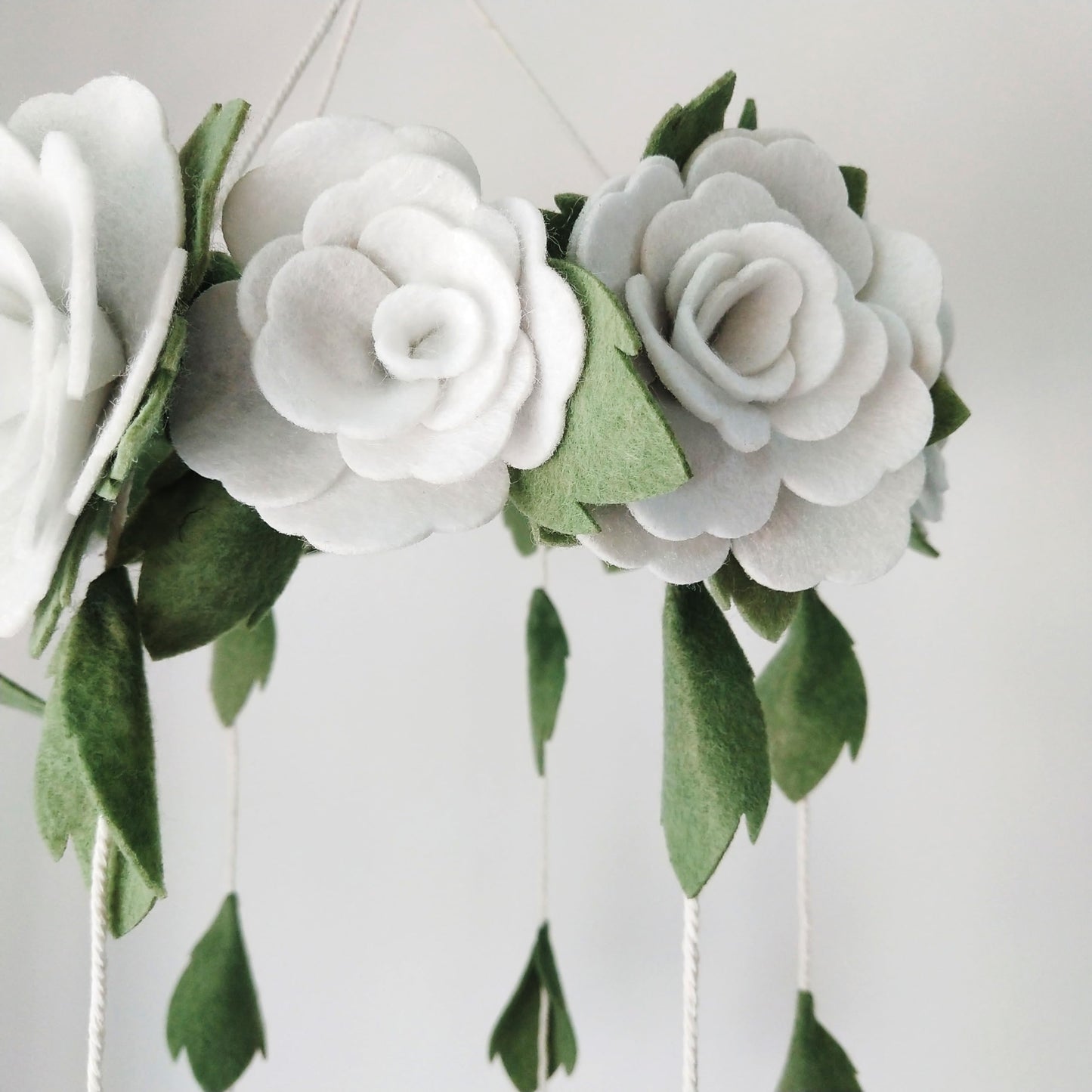 Baby Crib Mobile (Felt Rose) - Baby Shower Gift Nursery Decorations - Handmade Floral Decor for Girls