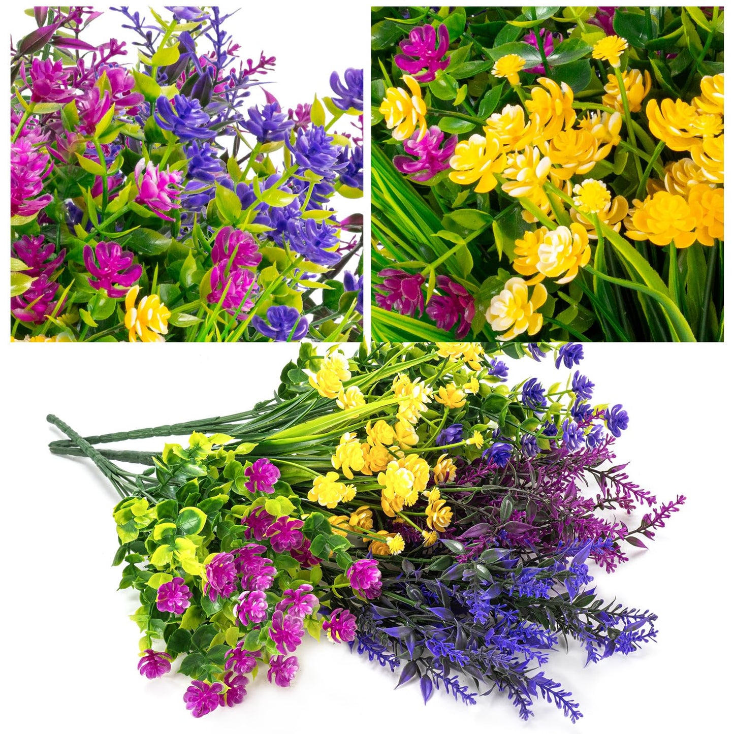 12 Bundles Artificial Flowers Outdoor UV Resistant Fake Plastic Plants Indoor Outside Hanging Plants Garden Porch Window Box Home Wedding Farmhouse Festive Shrub Decor (Pink)