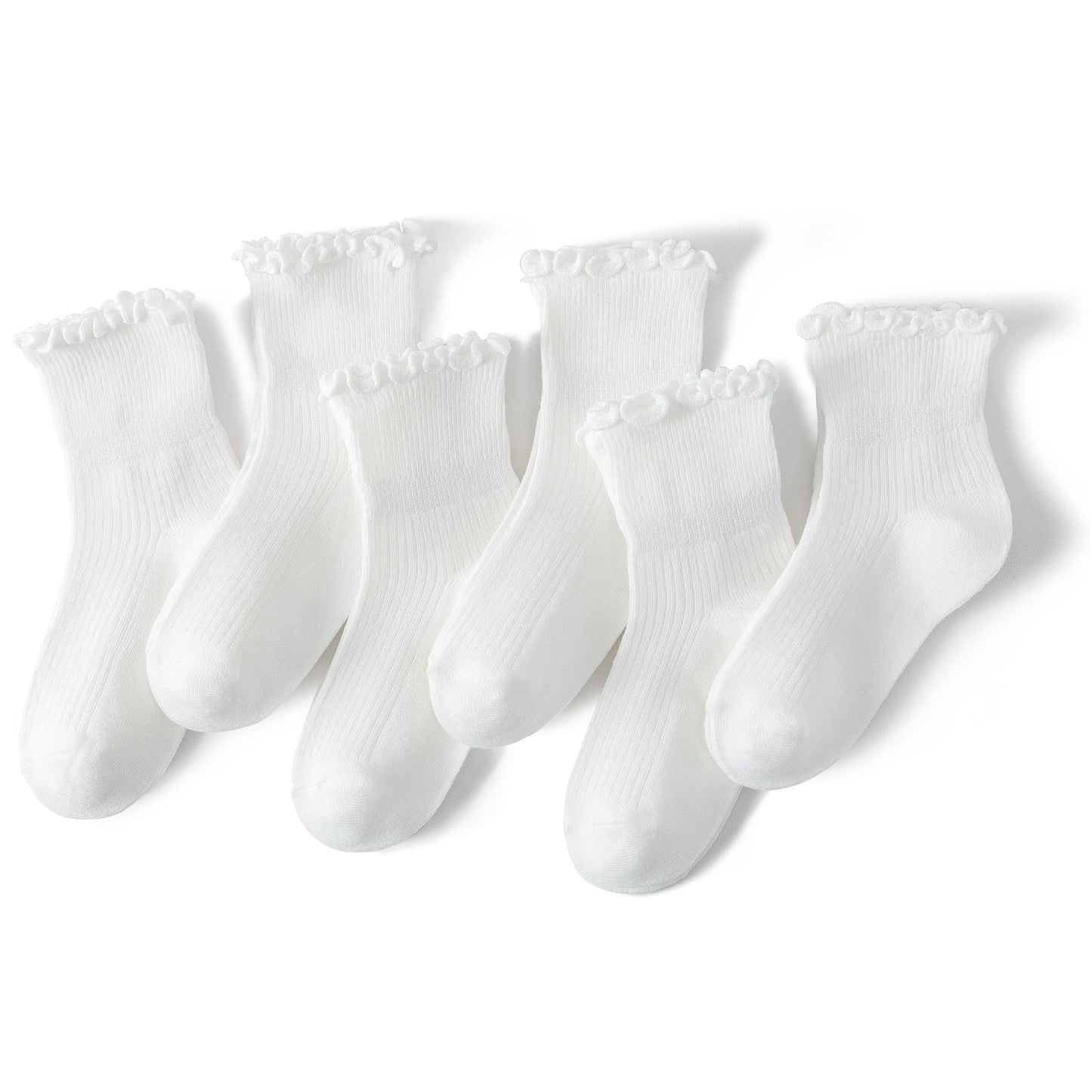 Baby Girls Ruffle Socks Toddler Girls Frilly Dress Crew Socks for 6-12 Months 1-3 Years 3-5 Years 6 Pack