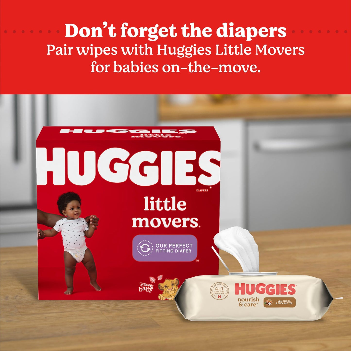 Huggies Nourish & Care Scented Baby Wipes, 3 Flip-Top Packs (168 Wipes Total)
