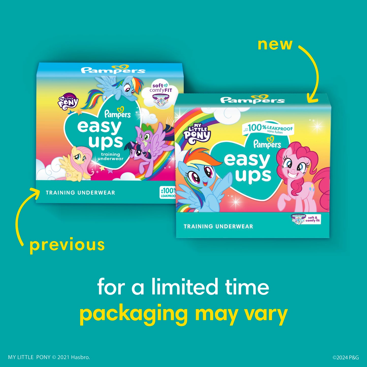 Pampers Training Pants - Easy Ups Girls & Boys - Size 5T-6T, 84 Count, Easy Pull Up & Down Design, My Little Pony Potty Underwear (Packaging May Vary)
