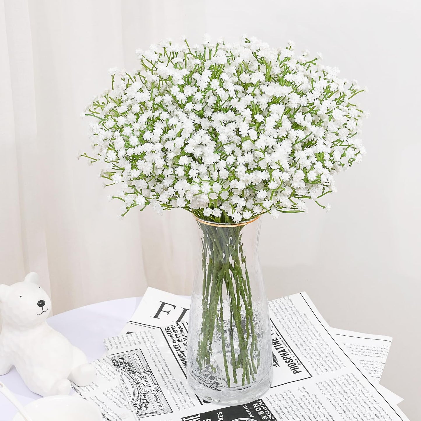 MARTINE MALL Babys Breath Artificial Flowers, 15 PCS White Baby Breath Flowers Artificial Bulk, Fake Babys Breath Gypsophila Real Touch Faux Babys Breath for Wedding Floral Arrangement Home Decor
