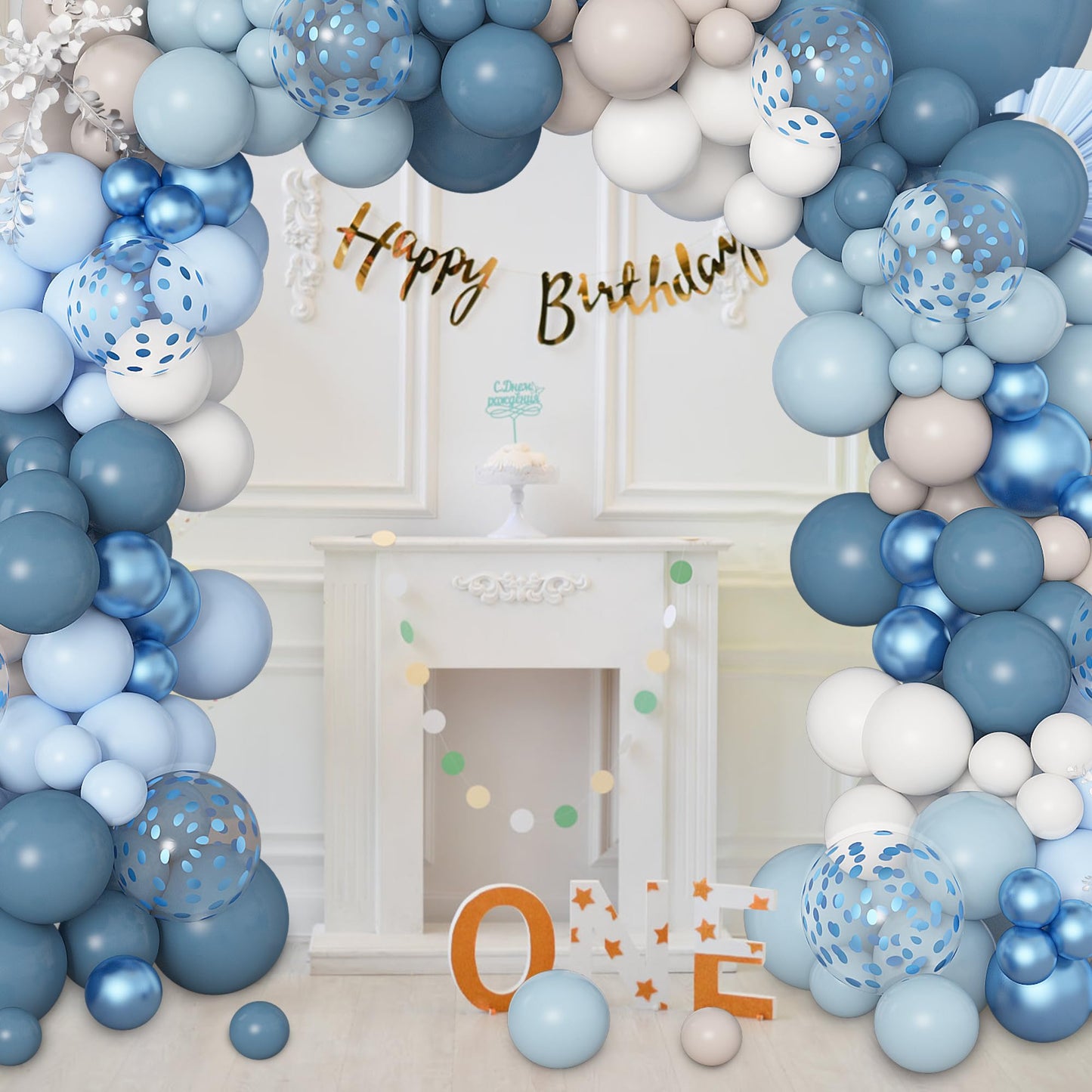 Amandir 173Pcs Pink Blue Green Balloon Arch Garland Kit, Dusty Baby Pink Mauve Pastel Mist Haze Green Blue Gold Confetti Balloons for Baby Shower Gender Reveal Wildflower Birthday Party Decorations