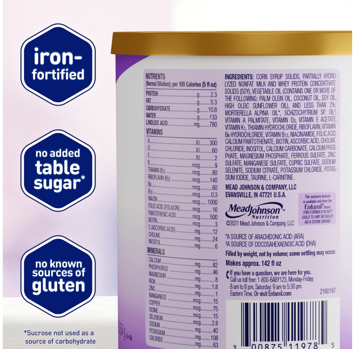 Enfamil Gentlease Baby Formula, Clinically Proven to Reduce Fussiness, Crying, Gas & Spit-up in 24 hours, Brain-Building Omega-3 DHA & Choline, Infant Formula Powder, Baby Milk, 19.9 Oz Can, 4 Count
