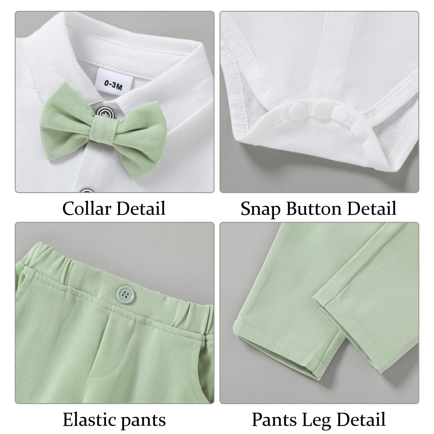 YALLET Baby Boy Clothes Suit 0-24 Months Infant Gentleman Outfits Formal Dress Shirt+Bowtie+Vest+Pants Set Baby Wedding Suits