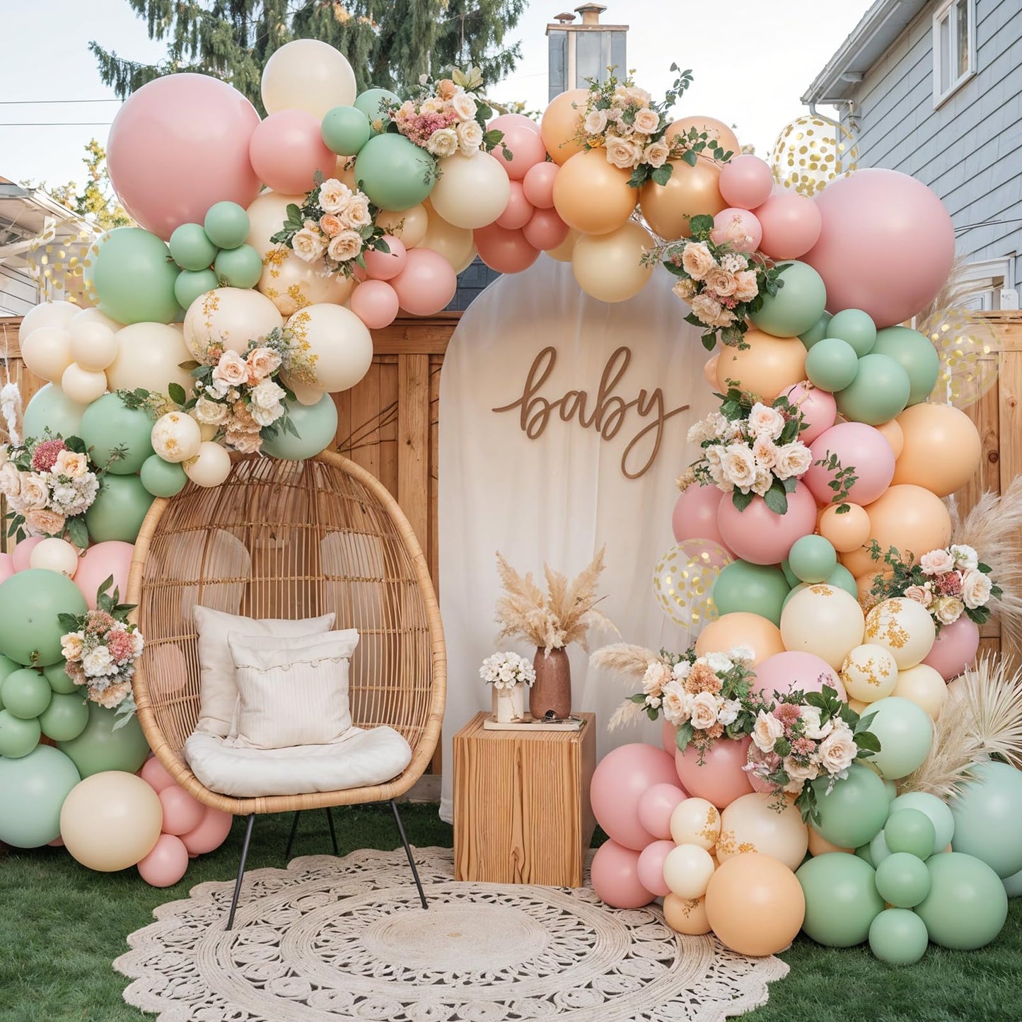 Ivory White Balloon Arch Kit,Boho Balloon Garland with Pastel Orange Cream Beige Champagne Gold White Sand Balloons for Neutral Baby Shower Wedding Boho Bridal Party Decorations