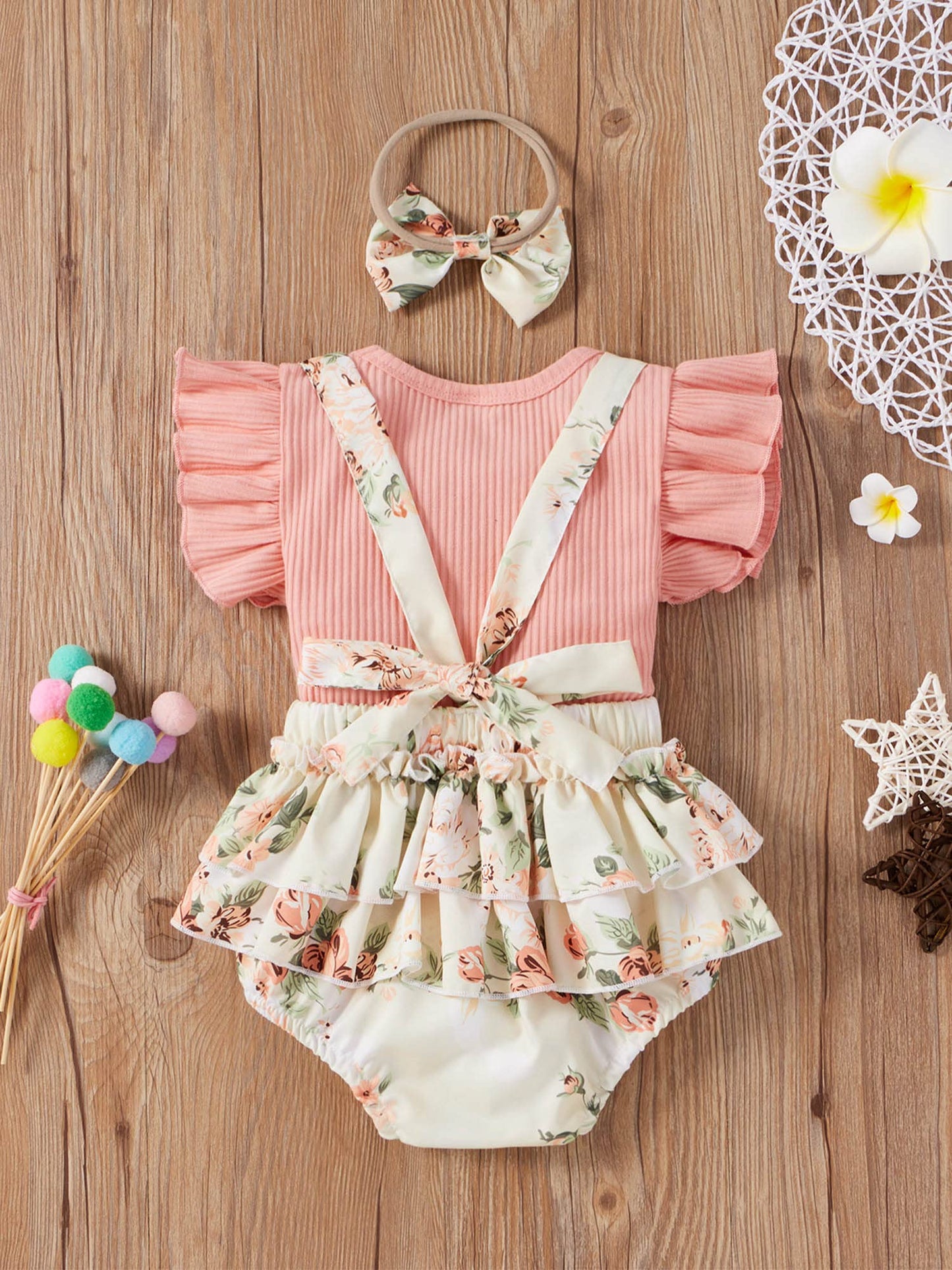 Mubineo Baby Girl Summer Clothes Romper Dress Outfits Cute Ruffle Floral Overalls Skirt Sets Newborn Outfit