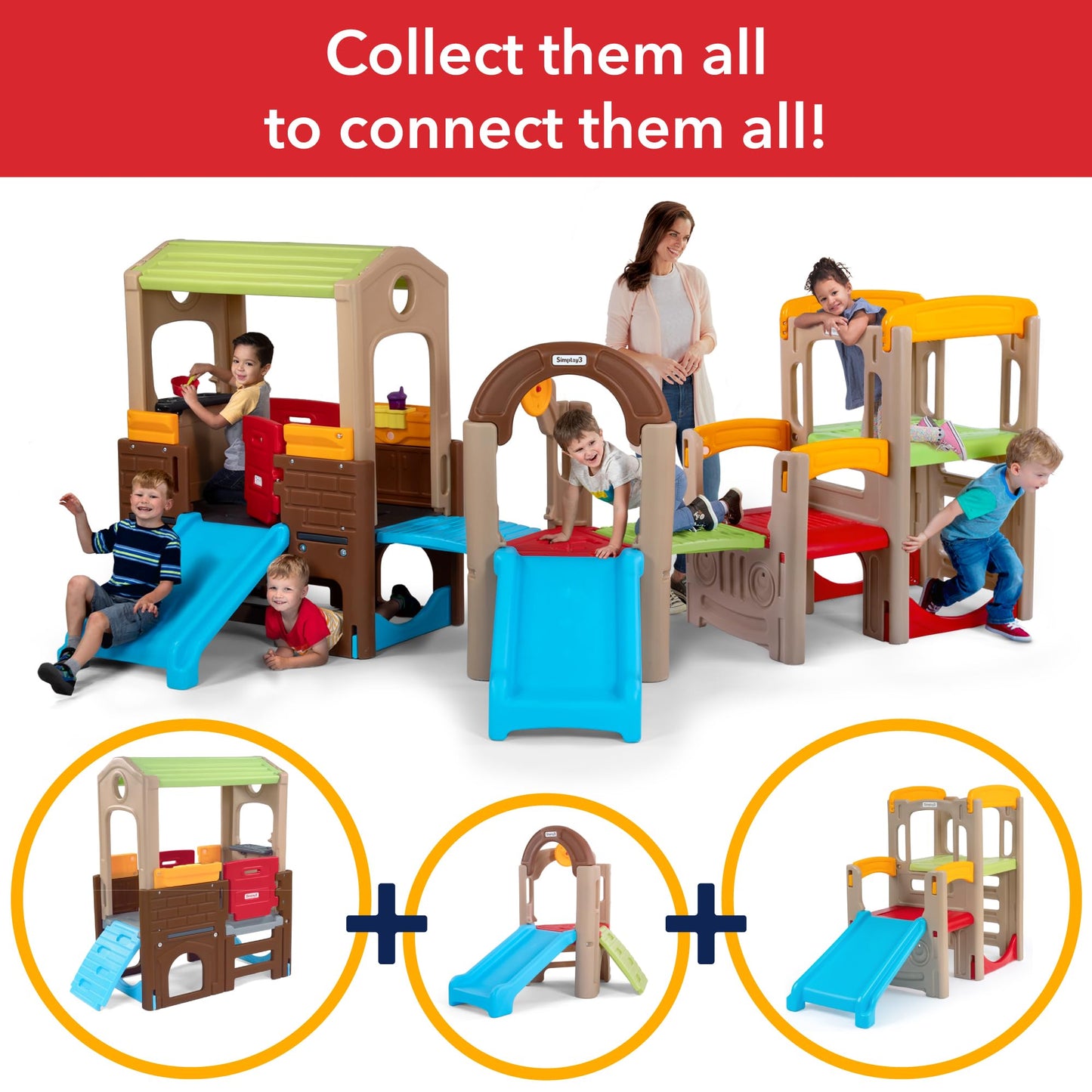 Simplay3 Young Explorers Modular Play System – Kids Activity Outdoor Playset for Children Age 18 mos - 6yrs – Toddler Playground Slide, Climb and Playhouse