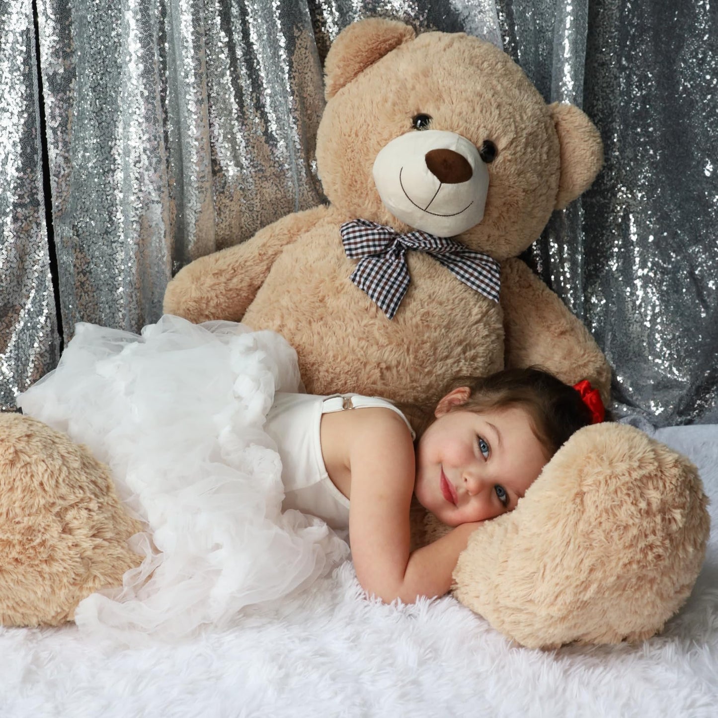 51 inch Big Teddy Bear Cute Giant Stuffed Animals Soft Plush Toy for Girlfriend Kids for Birthday Christmas Valentine's Day