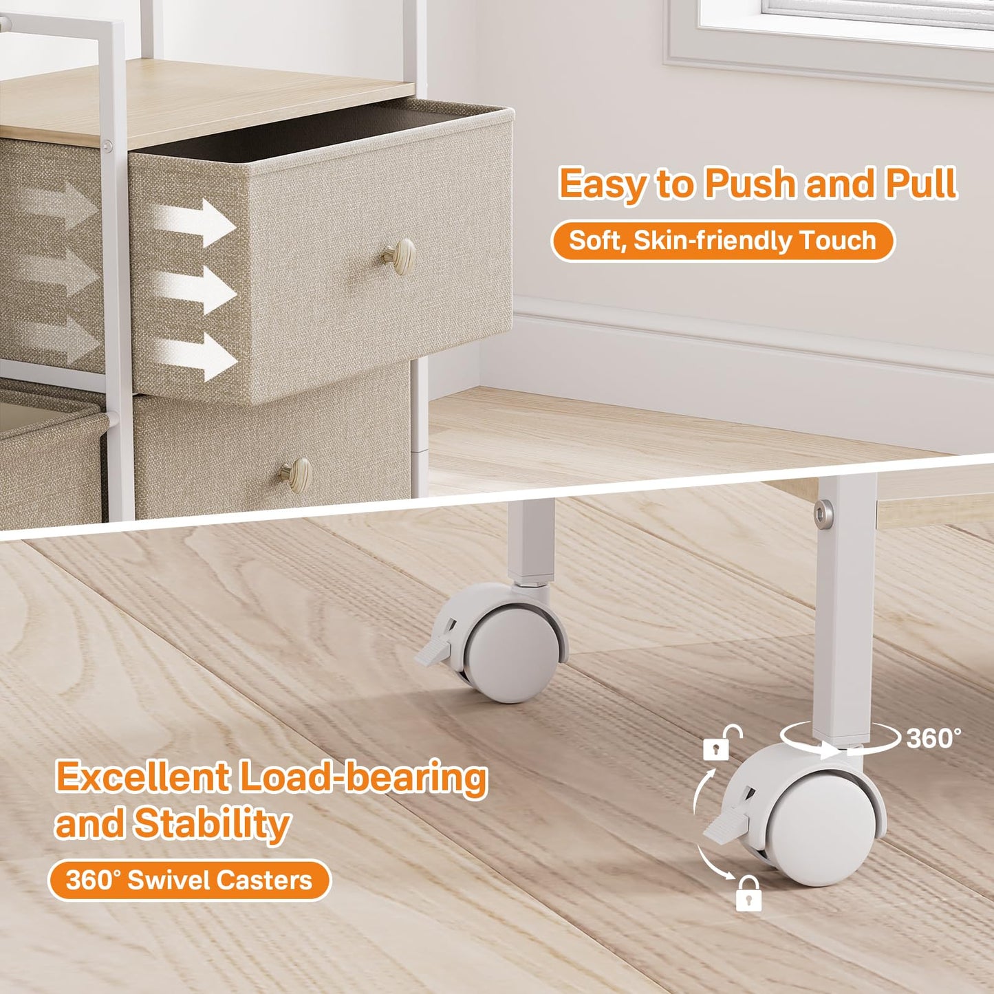 Baby Diaper Caddy Organizer and Storage - 3 Tier Rolling Cart with Dividers and Drawers, Easy To Assemble, Mobile Utility Cart with Wheels for Nursery, Bedroom, Changing Table & Crib