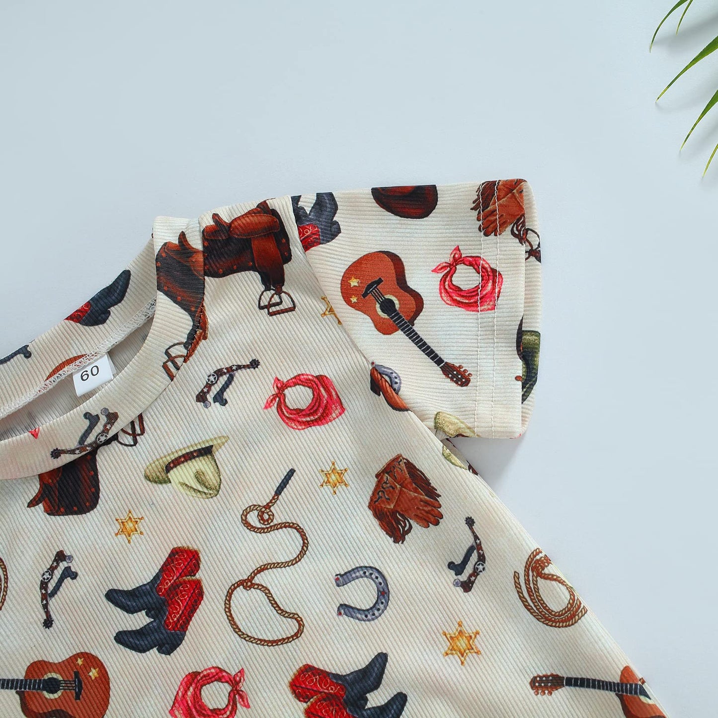 Gueuusu Country Baby Clothes Boy Girl Western Cow Print Short Sleeve Romper Bodysuit Ribbed One Piece Jumpsuit Summer Outfit
