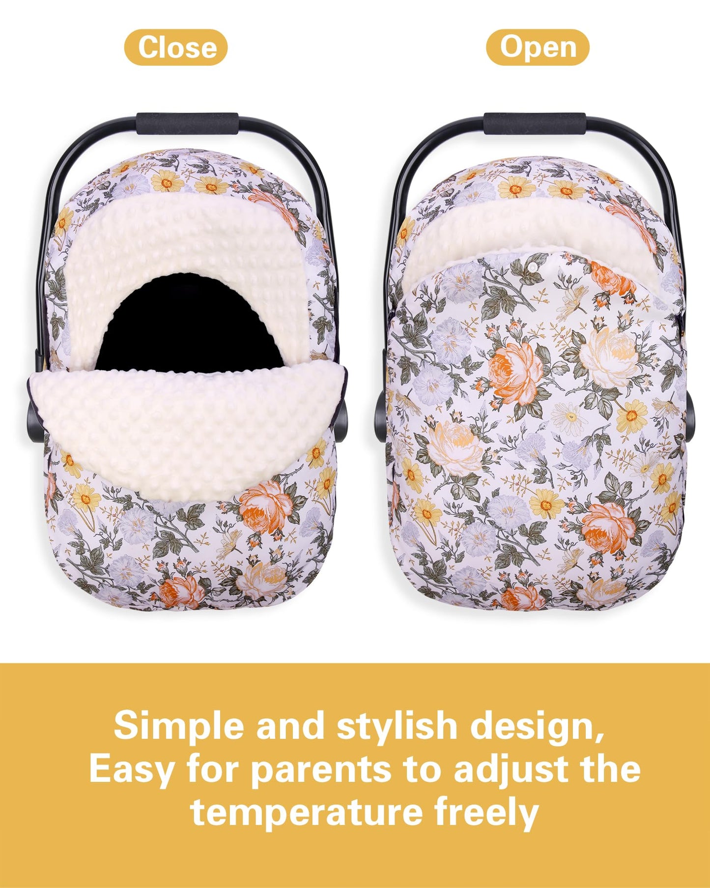 Metplus Winter Baby Car Seat Cover, Blanket-Style Winter Car Seat Canopy for Babies, Warm Plush Fleece Baby Carrier Cover for Infant Boys Girls