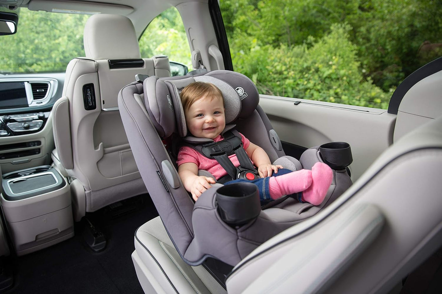 Safety 1st Grow and Go All-in-One Slim Convertible Car Seat, Rear Facing, 5-40 lbs, Forward Facing (30–65 lbs), High Back Booster Seat 40-100 pounds, Dunes Edge