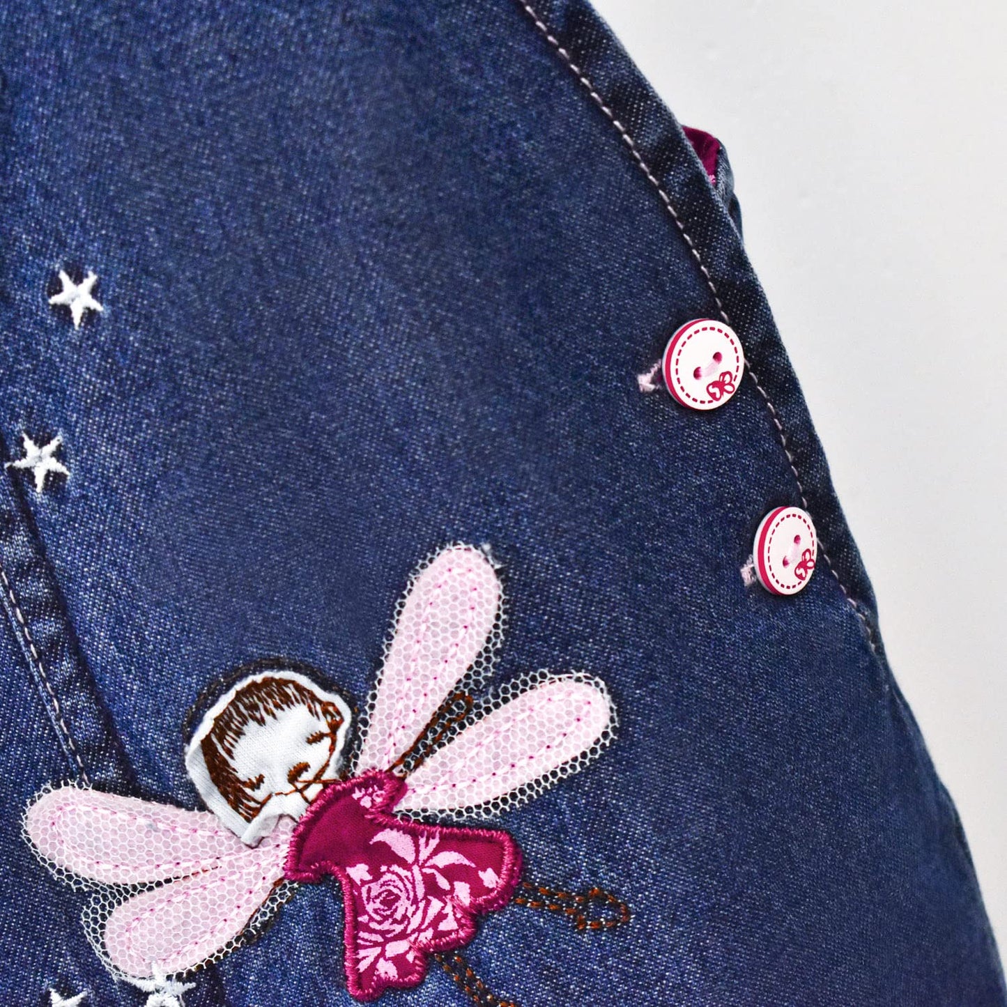 Peacolate 3months-3Years Baby Girls Denim Overalls Embroidery Bib Pants Jeans Jumpsuit