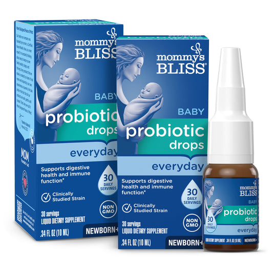 Mommy's Bliss Baby Probiotic Drops, Daily Gas, Constipation, and Colic Symptom Relief + Immune Support, Newborns & Up, 0.34 Fl Oz (30 Servings)