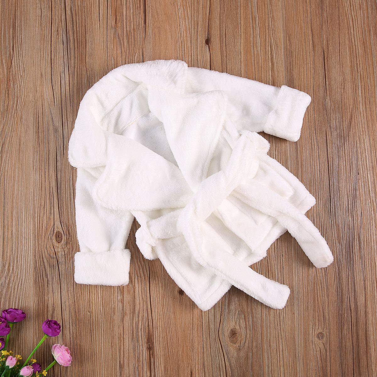 Qiylii Unisex Baby Plush Bathrobe Plain Kimono Gown Newborn Toddler Girls Boys Towel Robe Nightwear Clothes