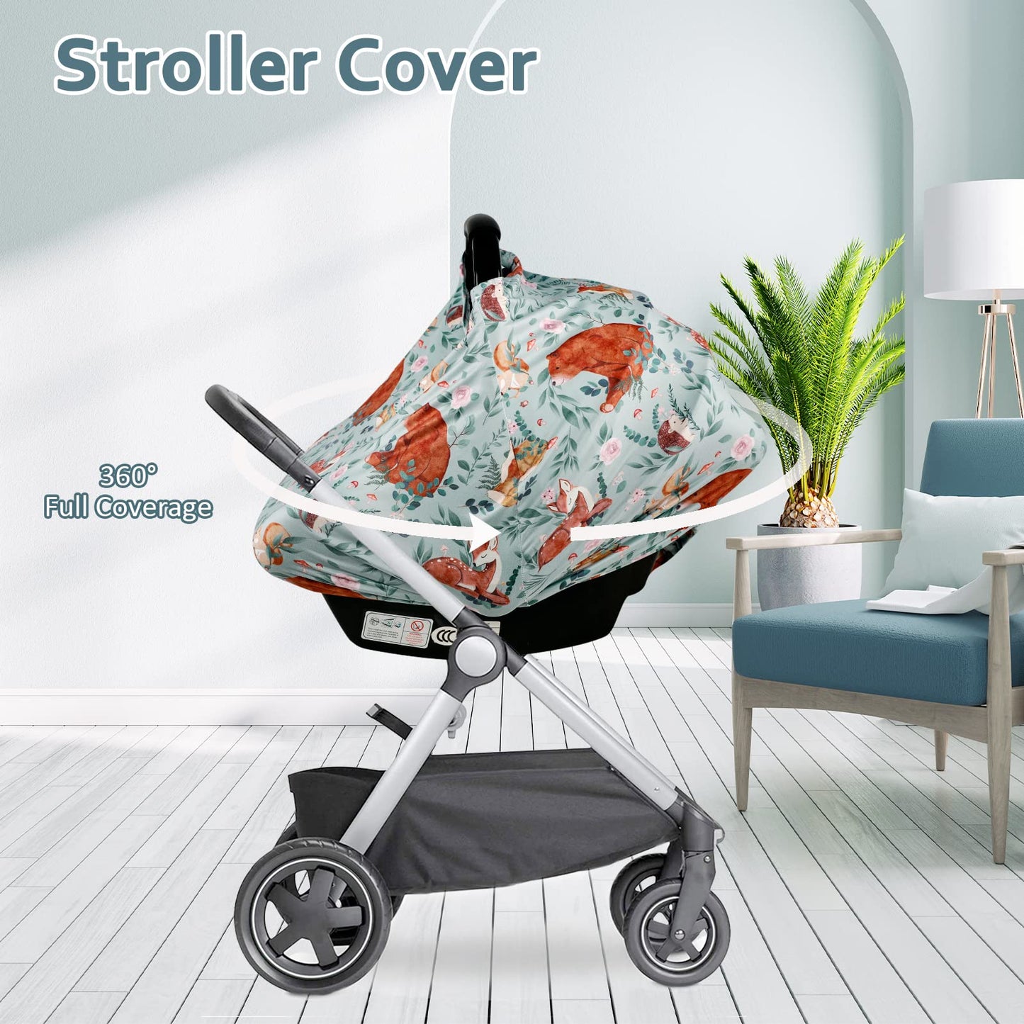 Nursing Cover Breastfeeding, Multi-use Baby CarSeat Cover Girls, Infant Stroller Car Seat Cover, Stretchy Carseat Canopy, Soft Breathable, Peony