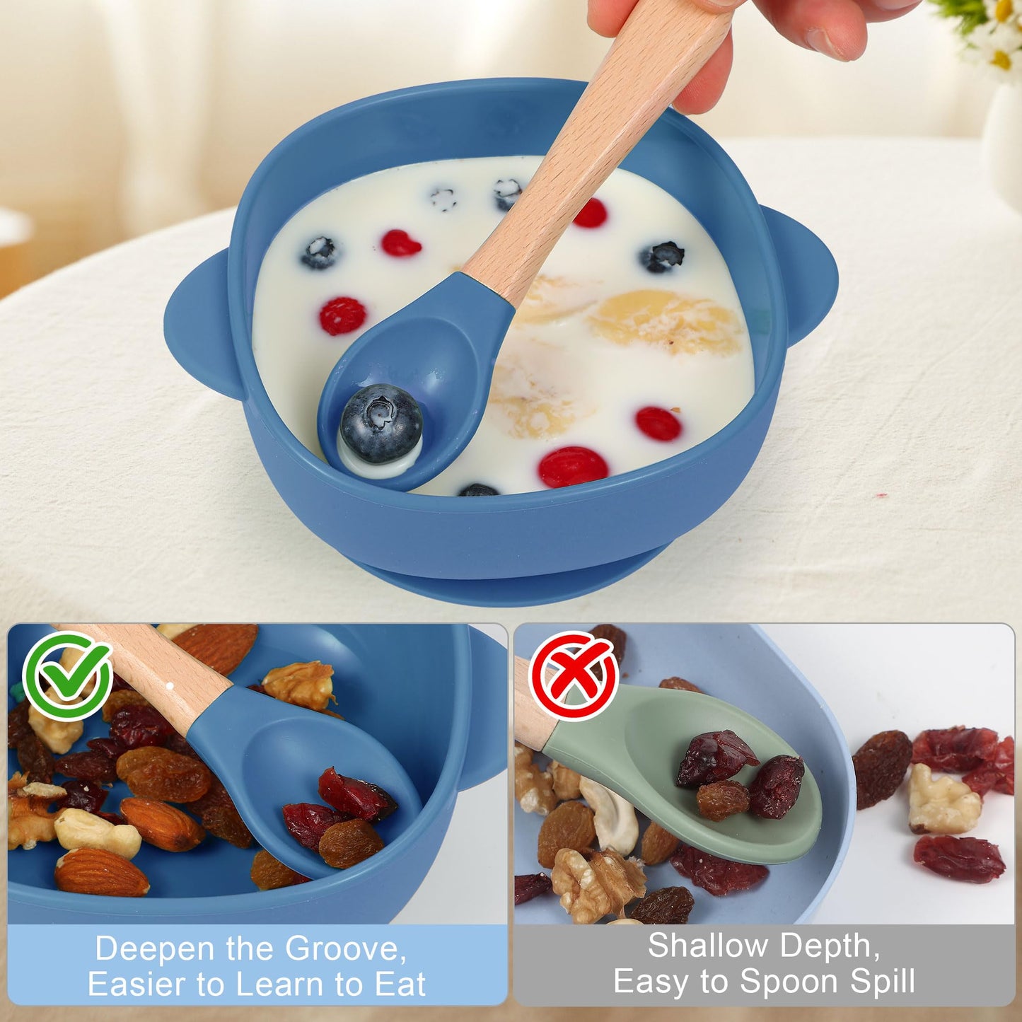 Silicone Baby Feeding Set, Baby Led Weaning Supplies, Silicone Suction Butterfly Plate, Bowl, Spoons, Fork and Waterproof Bib & Cloth Bib, Eating Utensils Baby Feeding Essentials (Purple)