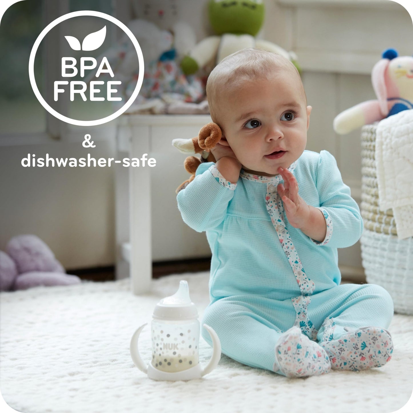 NUK Learner Cup, 10 oz, 8+ Months, 2 Count – BPA Free, Spill Proof Sippy Cup