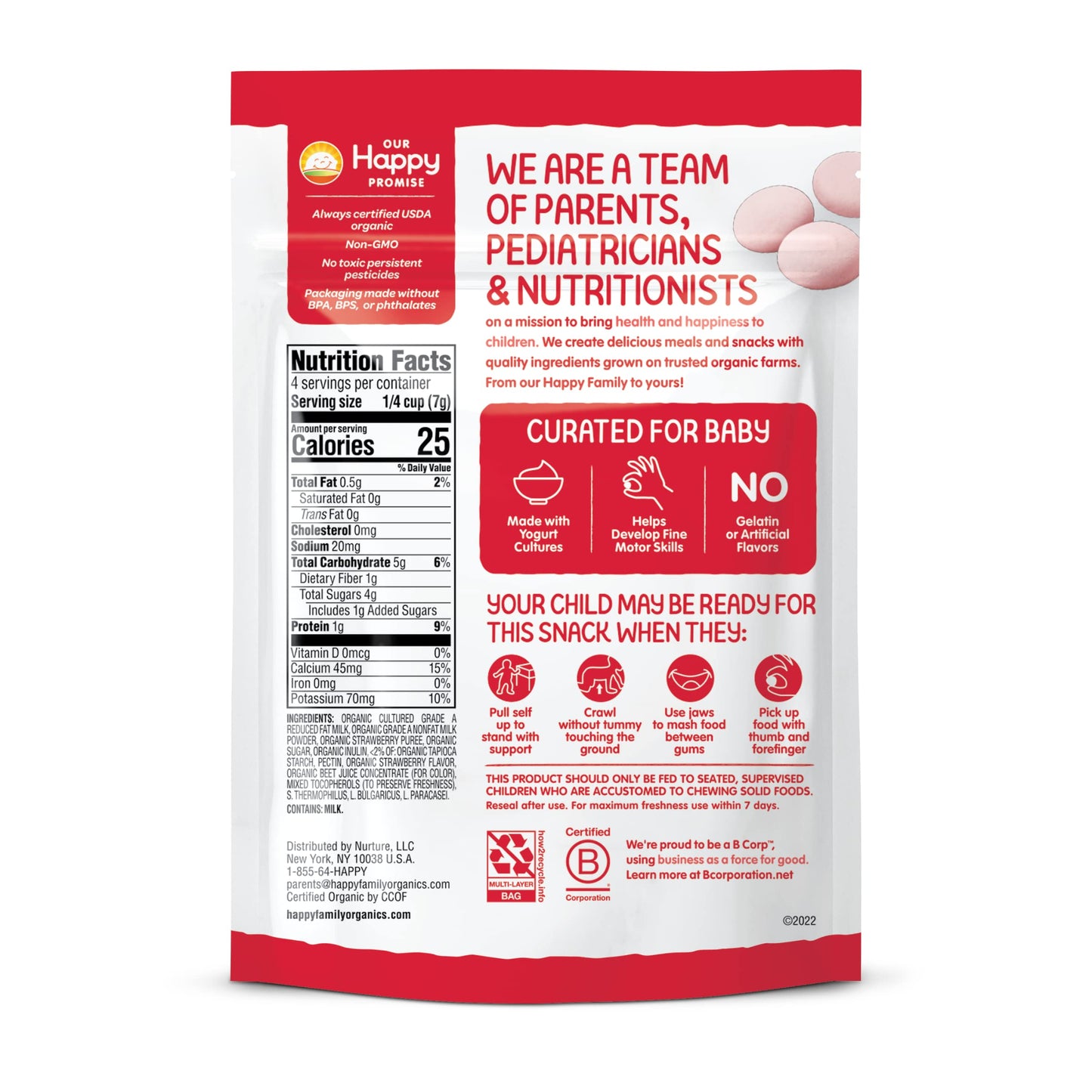Happy Baby Organics Yogis Freeze-Dried Yogurt & Fruit Snacks, Variety Pack, 1 Ounce (Pack of 6)