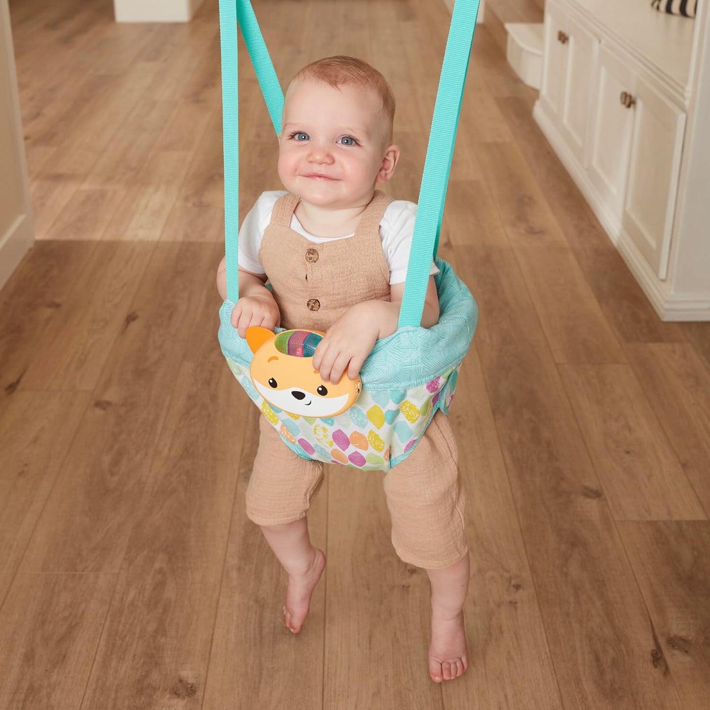 Infantino 2-in-1 Music & Lights Doorway Jumper - Engaging Activity Jumper with Motion-Activated Sounds for Babies, Fox