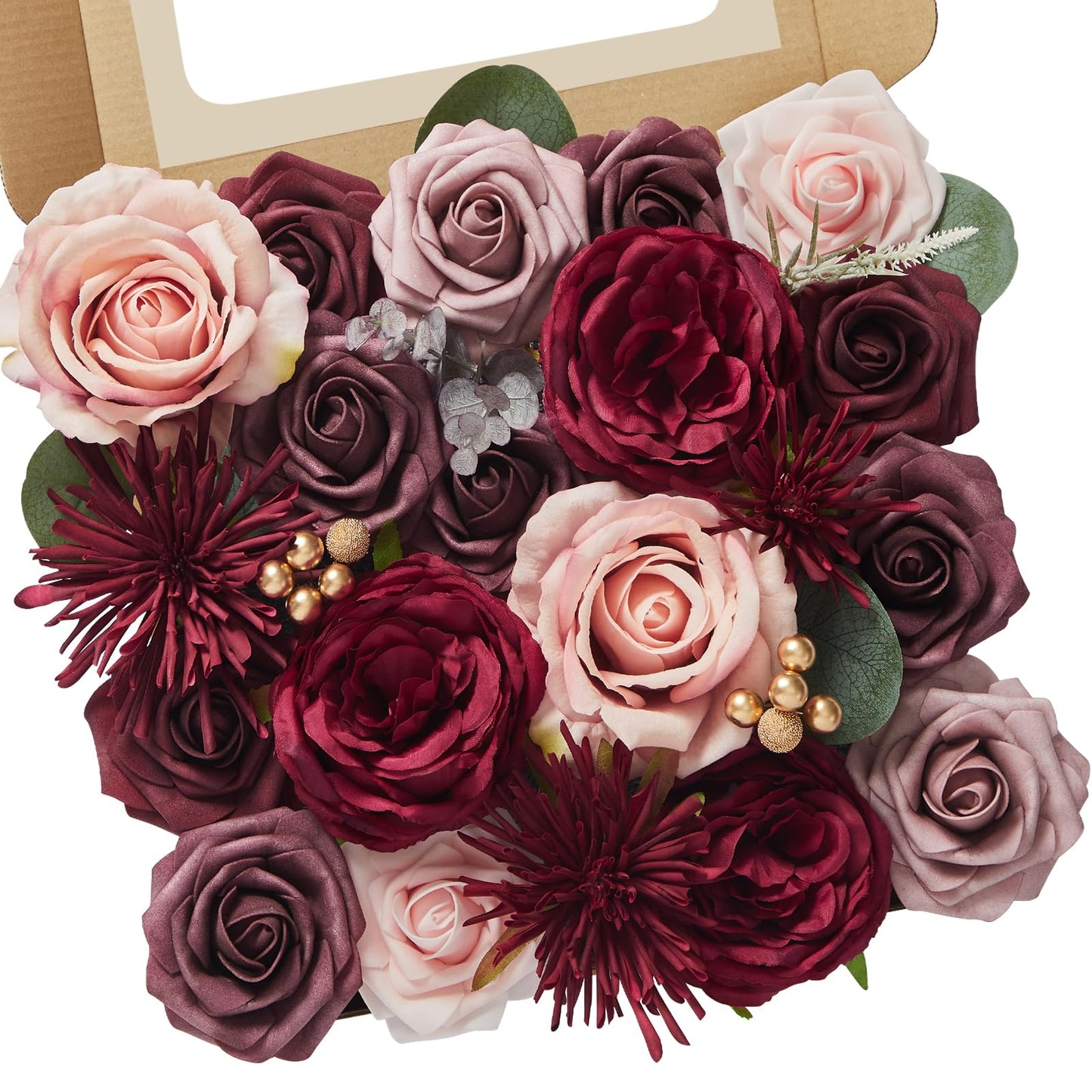 Serwalin Pink Artificial Flowers, Silk Fake Flowers for DIY Wedding Bridal Bouquets, Wedding Cake Flowers for Table Centerpieces Baby Shower Birthday Party Home Decorations
