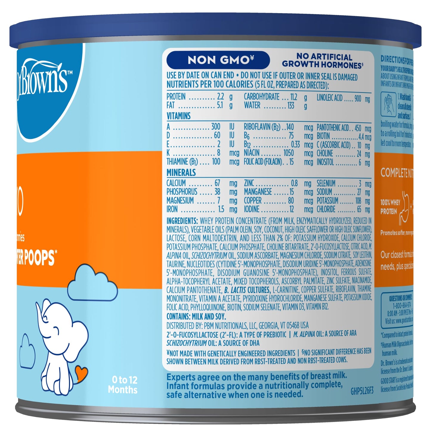 Good Start | Dr. Brown’s Gentle Pro, Baby Formula Powder, For Sensitive Tummies, Easy Digestion and Softer Poops, Infant Formula with Probiotics, DHA, Non-GMO, 20 Ounce