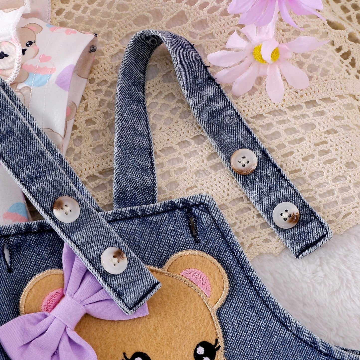Baby Girl Clothes Suspender Skirt Newborn Ruffle Romper Cute Bear Jeans Dress Bow Headband Summer Outfits 0-18 Months