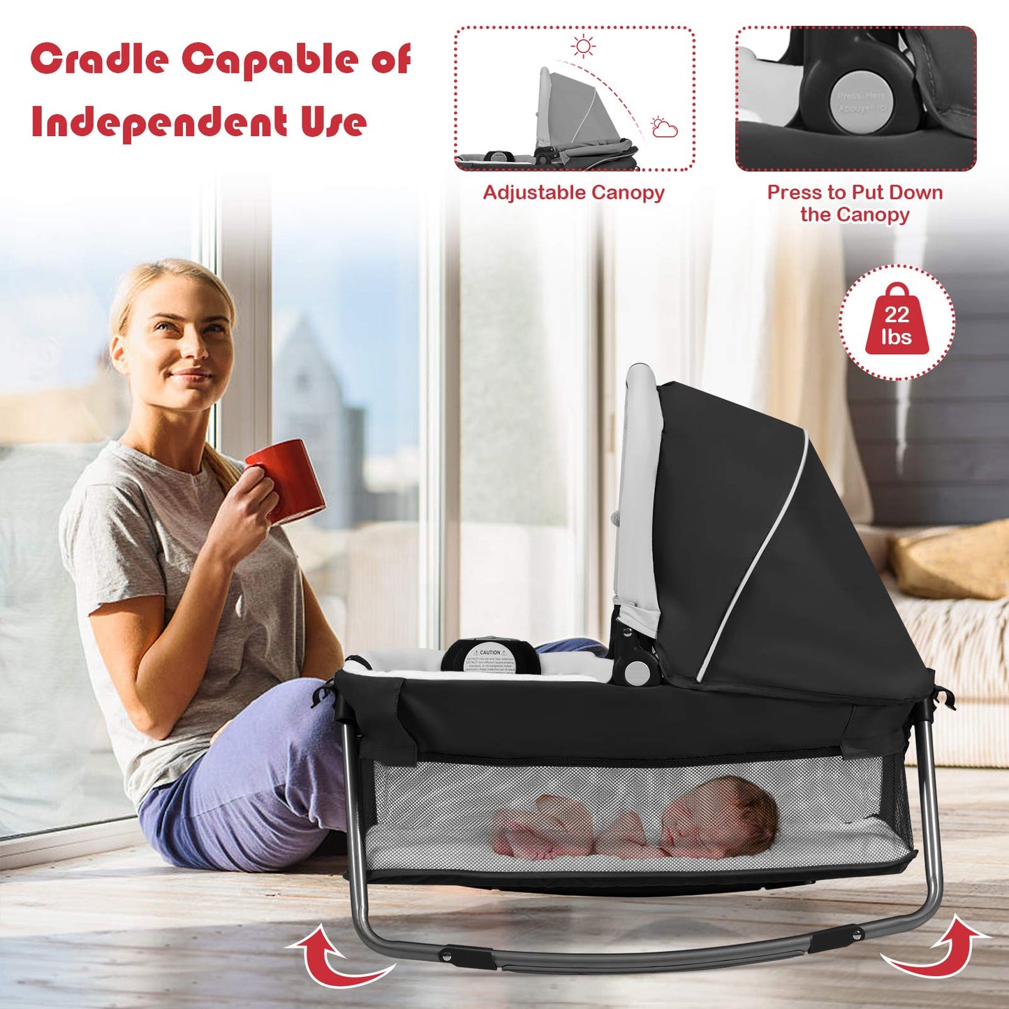 BABY JOY 5 in 1 Pack and Play, Portable Baby Playard w/Bassinet & Diaper Changing Table, Infant Pink Bassinet Crib with Toys & Music & Oxford Bag for Baby Girl Toddlers (Pink + Purple, Starry Sky)