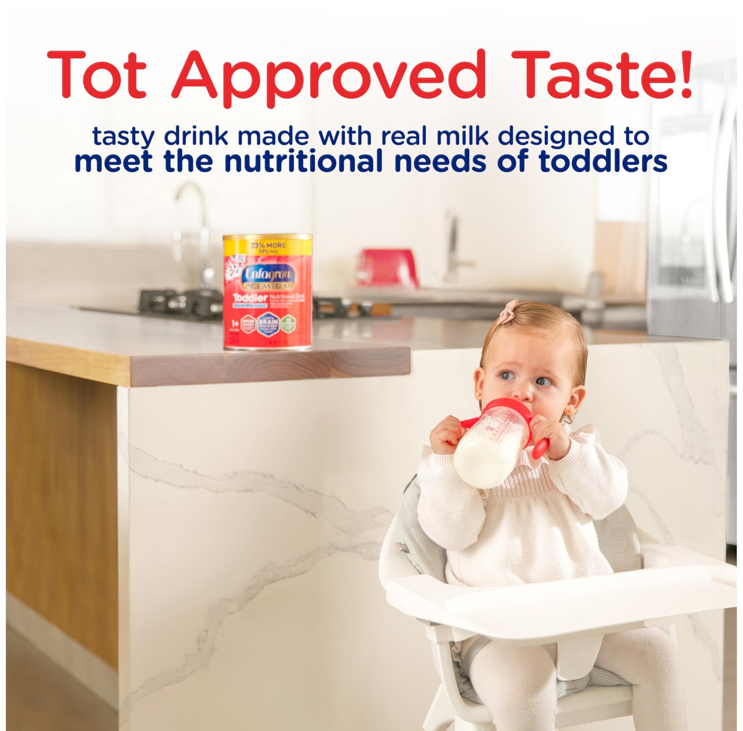 Enfagrow PREMIUM Toddler Nutritional Drink, Made with Real Milk, Brain-Building Omega-3 DHA, Nutrients and Prebiotics for Growth & Immune Support, Non-GMO, Toddler Milk Powder, 24 Oz Can
