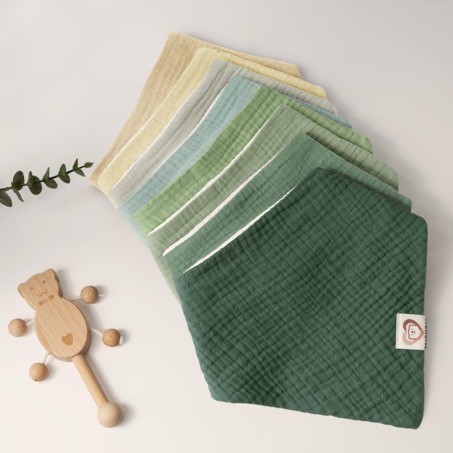 Bearmoss Muslin Baby Bibs 8 Pack Soft Bandana Bibs for Drooling & Teething, Absorbent Burp Cloths with Adjustable Snaps