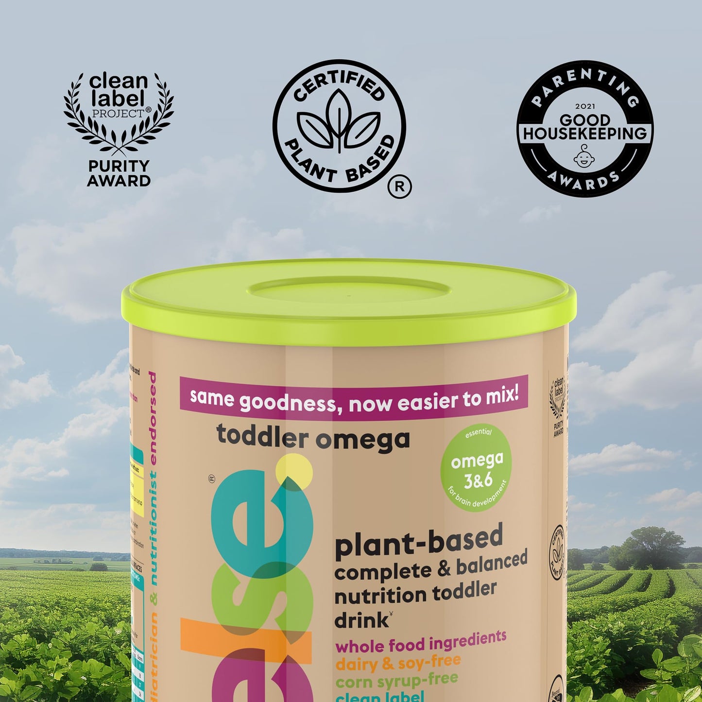 ELSE NUTRITION Toddler Formula 12-36 Months w/Omega 3&6 for Brain Development - Lactose Free, Dairy Free Nutrition Drink - Plant Based Protein Powder w/ 20+ Vitamins (22oz, 1-Pack)