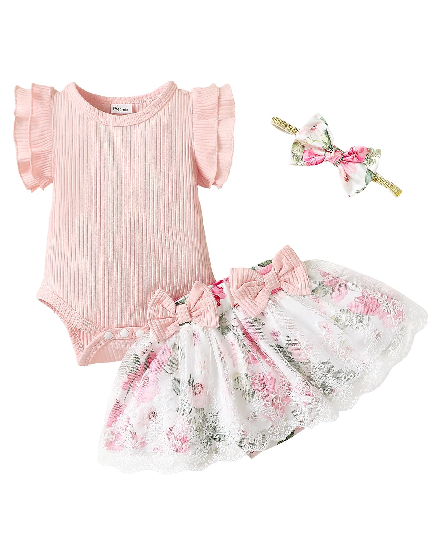Mioglrie Preemie Clothes Girl Newborn Girl Outfits Infant Baby Girl Clothes Summer Romper Dress Shorts Set