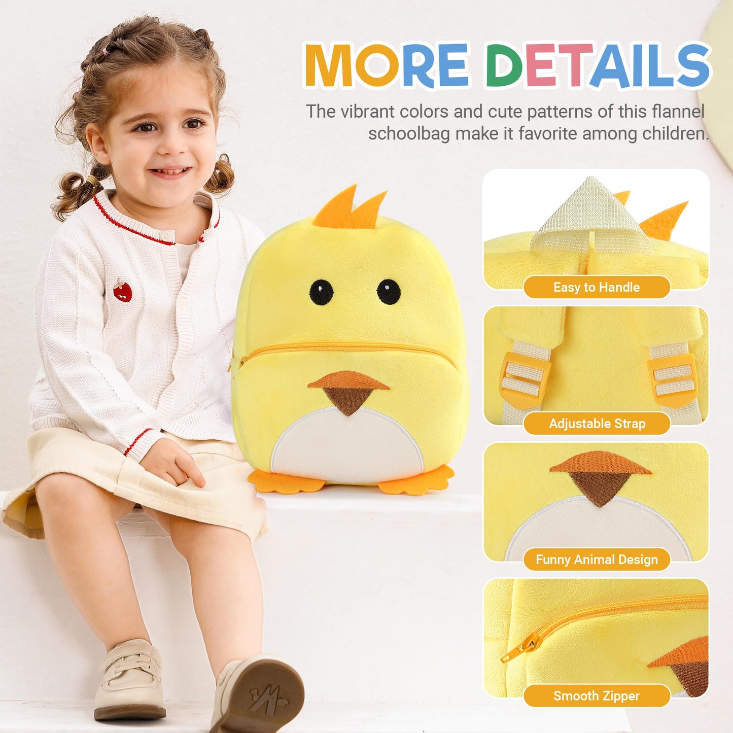 MICHLEY Toddler Backpack Plush Animal SchoolBag Cartoon Girls Travel Bag Mini Baby Daypack for Kids Kindergarten Pre School Bags, Cow
