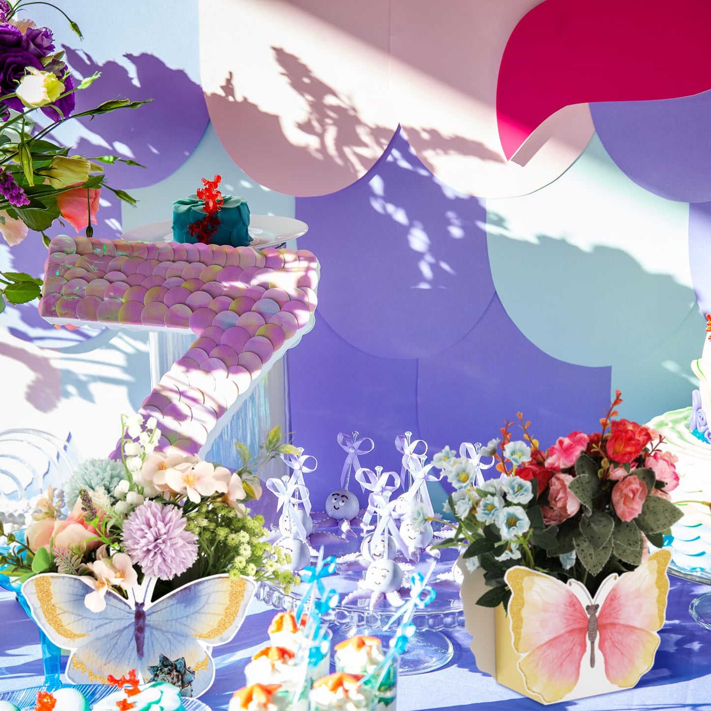 Fuutreo 6 Pcs Butterfly Centerpieces for Baby Shower, Birthday, Tea Party Favors, Tables Decor, Themed Party Supplies, Wedding Decorations