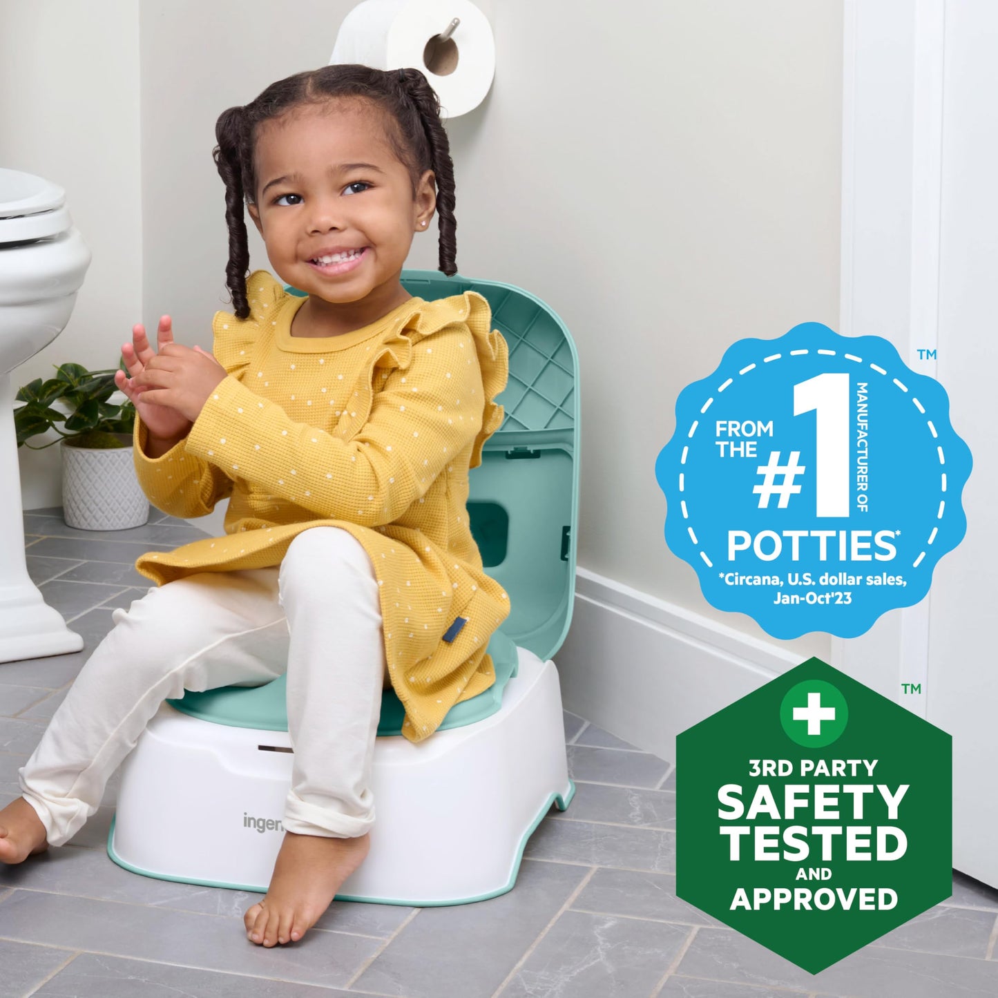 Ingenuity Prepare to Potty 3-in-1 System - Potty Training Toilet, Topper, Step Stool, Easy Setup, Pink, for Toddlers 18 Months+