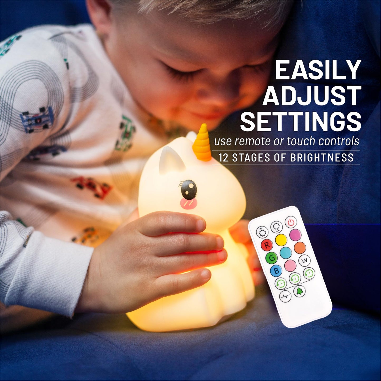 Lumipets Remote Control Silicone Night Light for Kids - Pig Design with 9 Soft Colors & Sleep Timer - Rechargeable, Battery-Operated Lamp for Bedroom | Baby Nursery, Toddler, Girls, Boys