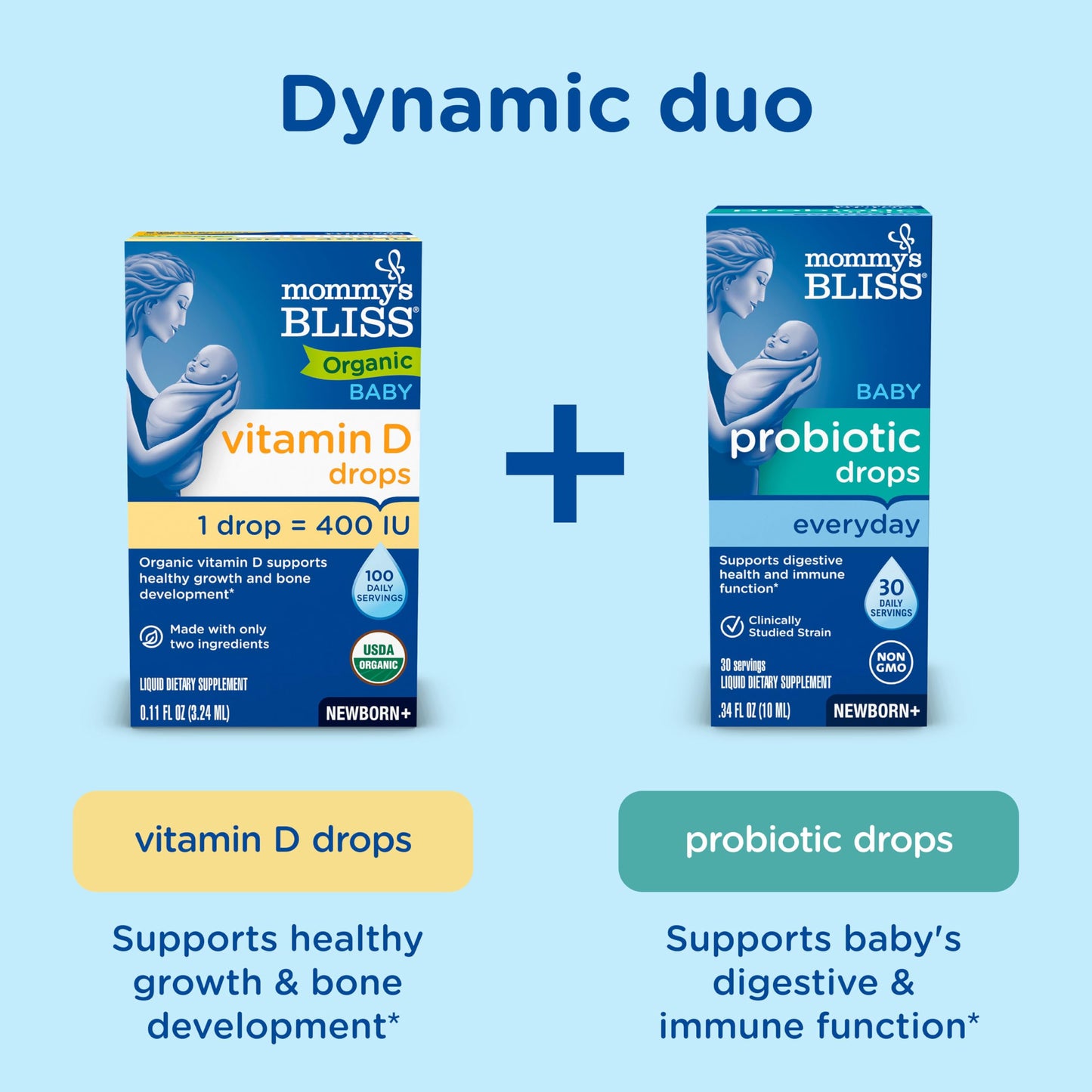 Mommy's Bliss Organic Baby Vitamin D Drops | Promotes Healthy Growth and Bone Development | Age Newborn+ | 0.11 Fl Oz (100 Servings)