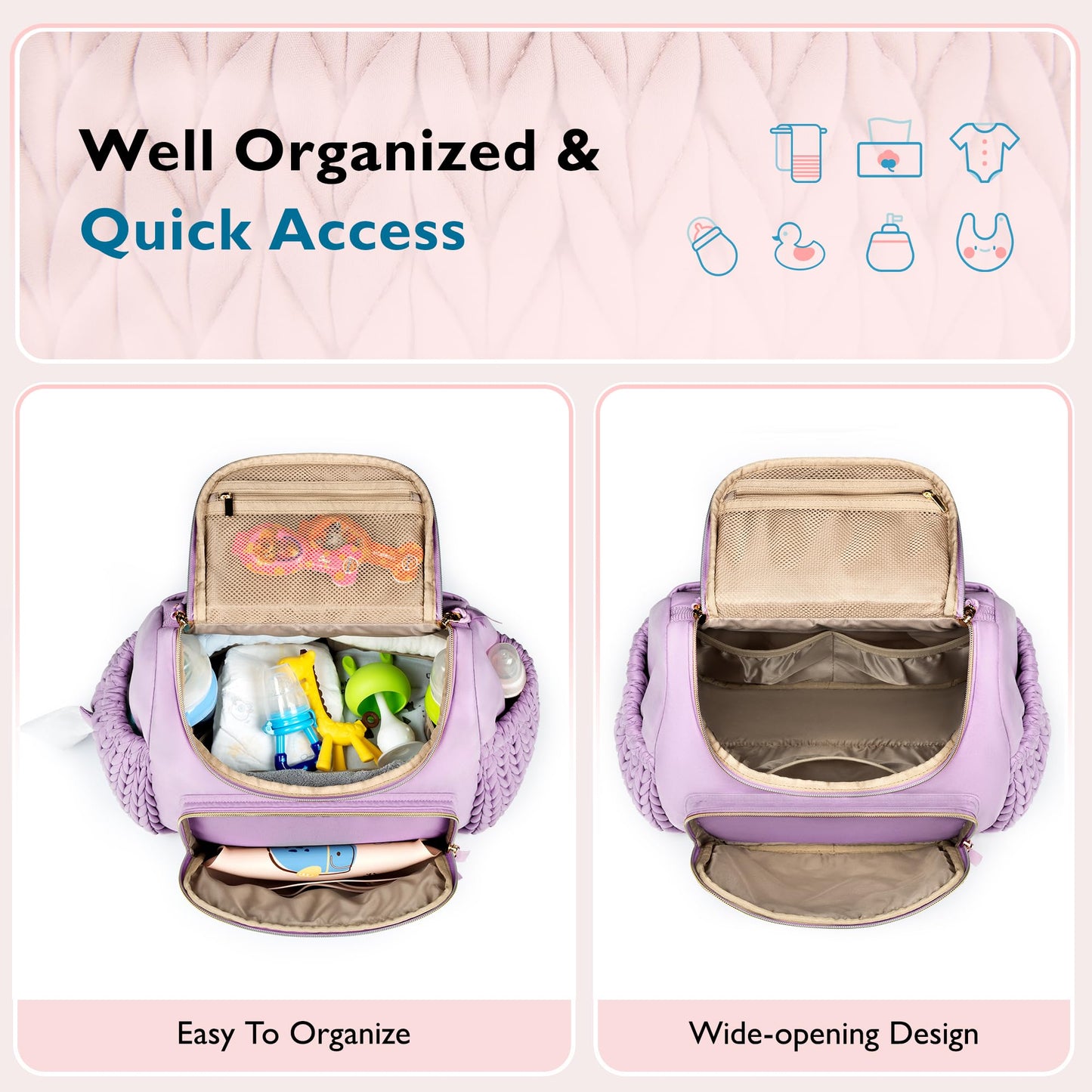 mommore Diaper Bag Small Diaper Backpack Stylish Baby Travel Backpacks with Insulated Pockets, Changing Pad, Stroller Straps