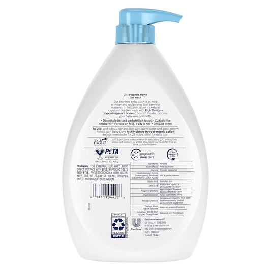 Baby Dove Sensitive Skin Care Baby Wash Rich Moisture For Baby Bath Time Tear-Free and Hypoallergenic 34 oz