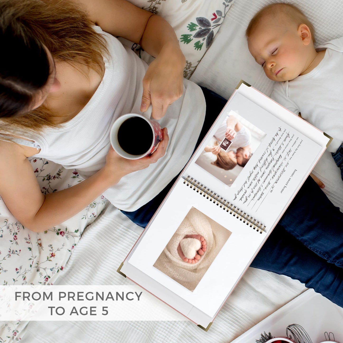 Keepsake Baby Memory Book for Boys and Girls – Timeless First 5 Year Baby Book – Neutral Journal Scrapbook or Photo Album - Record a Milestone for Every Event from Birth to Age 5