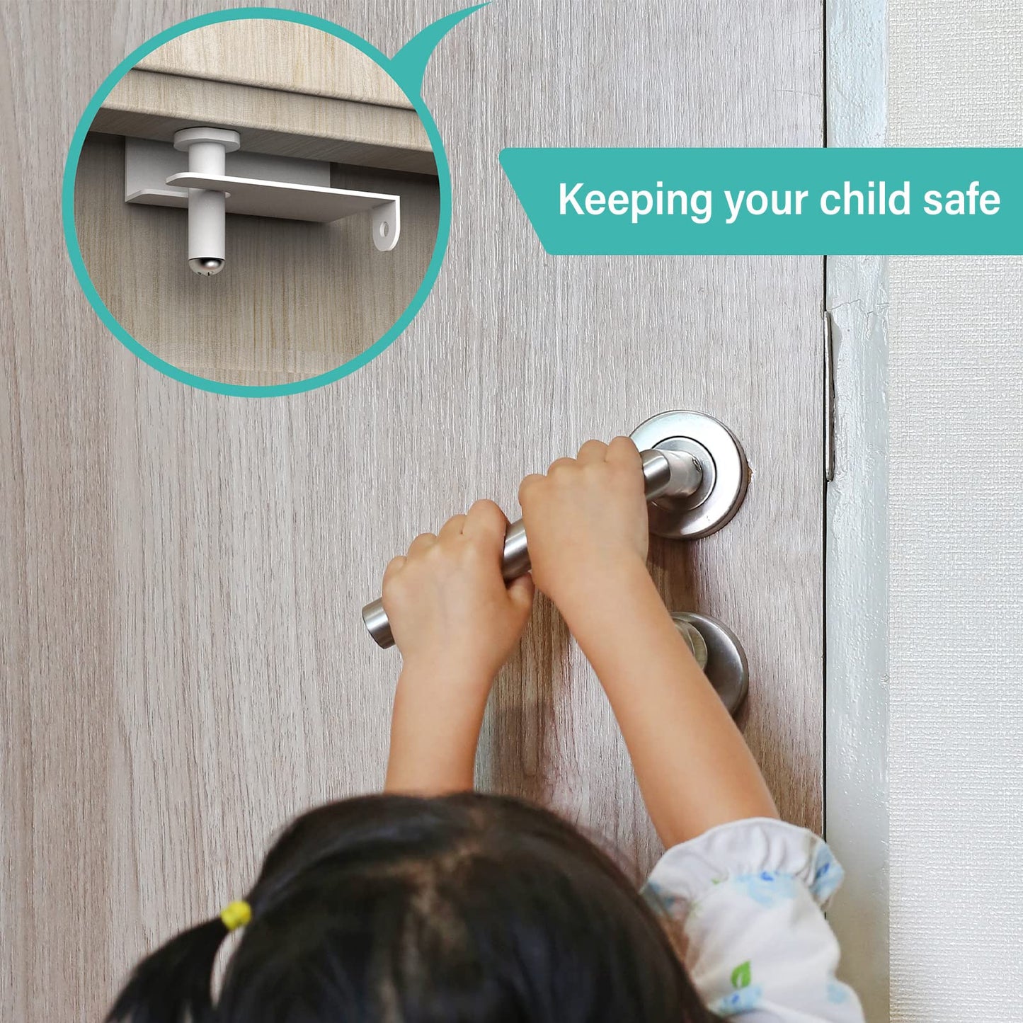 Child Proof Door Top Lock - BILLROAD Top Door Lock for Kids Safety Made of Sturdy Metal | Adjustable Lock Child Safety Top Lock for 0.8-2 inch Thick Interior Doors
