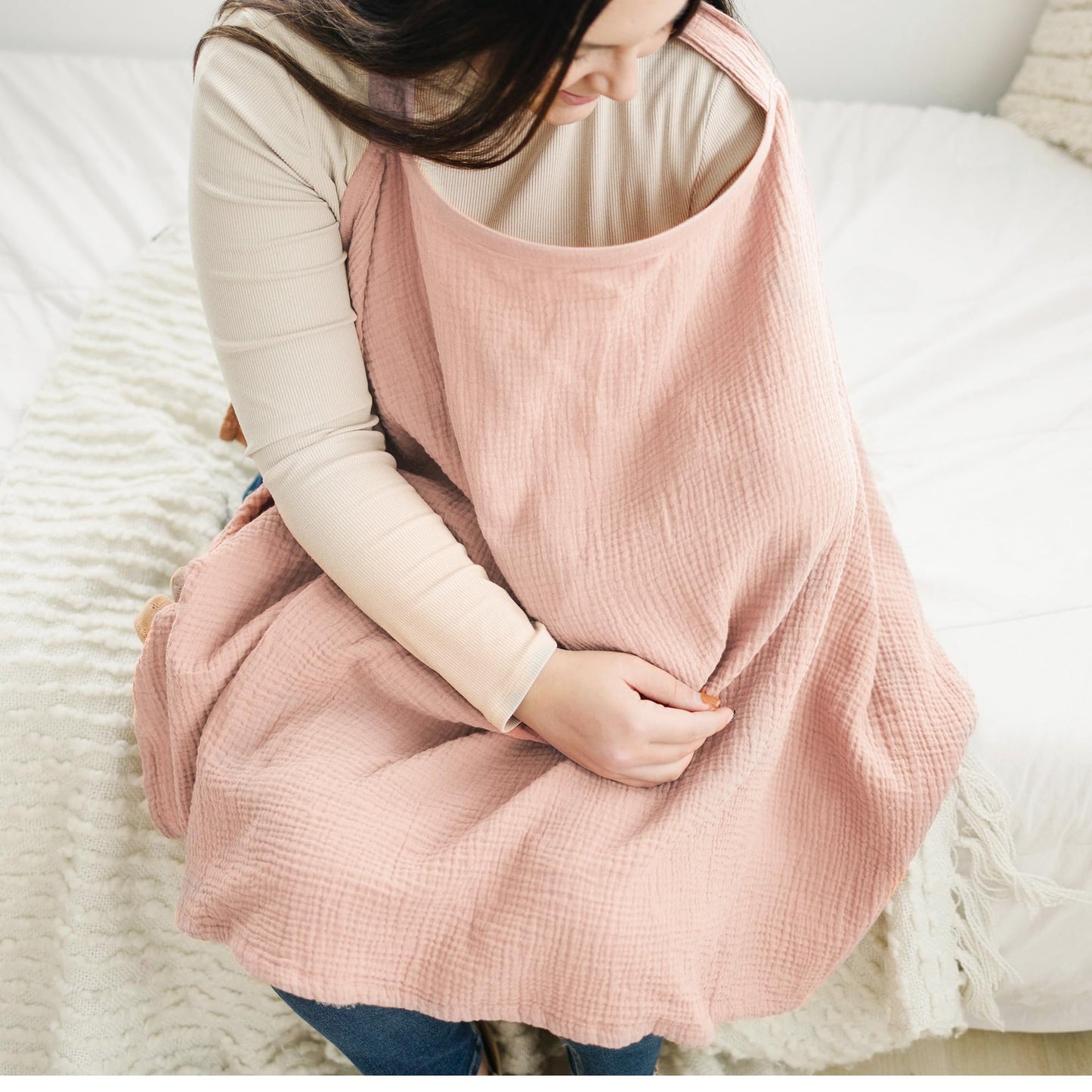 Konssy Muslin Nursing Cover for Baby Breastfeeding, Breathable 100% Cotton Breastfeeding Cover with Rigid Hoop for Mother Nursing Apron, Multi-use Carseat Canopy (Summer Wheat)