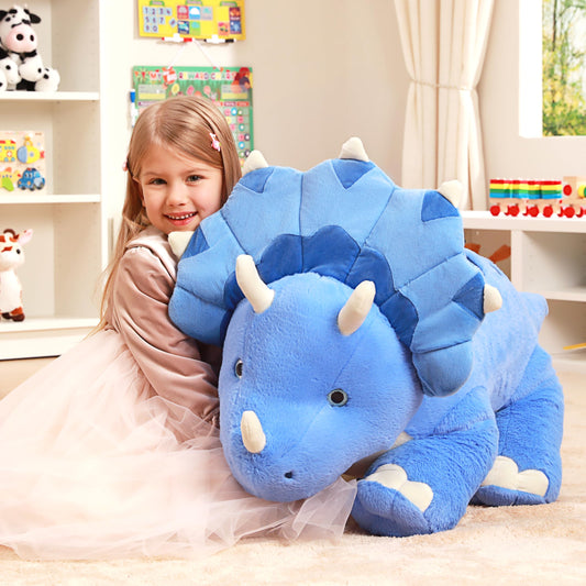 IKASA Giant Triceratops Dinosaur Stuffed Animal Plush Toy,30" Soft Big Large Jumbo Toys,Huge Size Cute Fluffy Plushy Oversized Plushie,Gifts for Kids