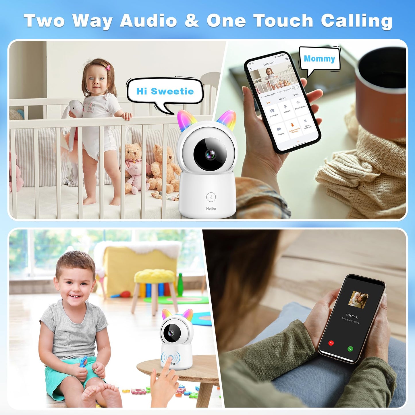 Baby Monitor, 4.3" Video Baby Monitor with 1080P Camera, Smart 2.4G WiFi Audio Monitor with Remote PTZ, Night Vision, 2-Way Talk, Sleep Mode, RGB Night Lights, Lullabies & 1000ft Range, APP Control