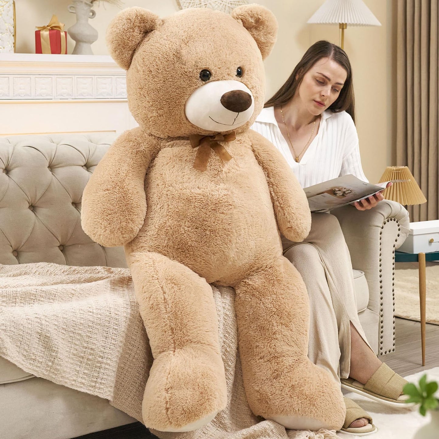 51 inch Big Teddy Bear Cute Giant Stuffed Animals Soft Plush Toy for Girlfriend Kids for Birthday Christmas Valentine's Day