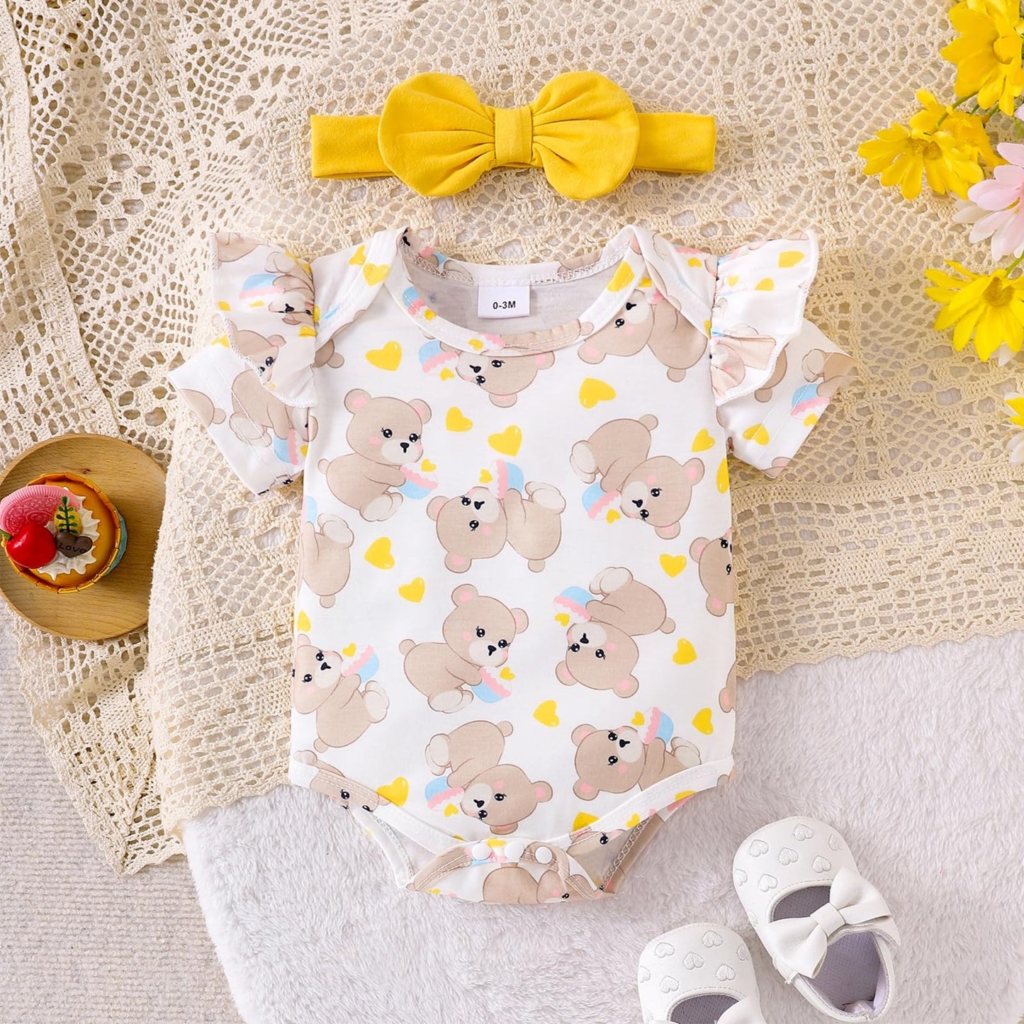 Baby Girl Clothes Suspender Skirt Newborn Ruffle Romper Cute Bear Jeans Dress Bow Headband Summer Outfits 0-18 Months