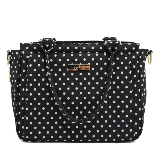 JuJuBe Be Classy Structured Multi-Functional Multi-Functional Diaper Bag/Purse, Legacy Collection - The Duchess - Black with White Polka Dots